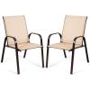 Giantex Set of 2 Patio Chairs, Outdoor Bistro Armchairs with Metal Frame, Mesh Seats, High Backrest, Patio Dining Chairs for Porch Garden Pool Balcony Yard Deck(Coffee)