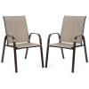 Giantex Set of 2 Patio Chairs, Outdoor Bistro Armchairs with Metal Frame, Mesh Seats, High Backrest, Patio Dining Chairs for Porch Garden Pool Balcony Yard Deck(Grey)