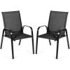 Giantex Set of 2 Patio Chairs, Outdoor Bistro Armchairs with Metal Frame, Mesh Seats, High Backrest, Patio Dining Chairs for Porch Garden Pool Balcony Yard Deck(Black)