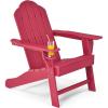 Giantex Set of 4 Adirondack Chair Outdoor Fire Pit Chairs, HDPE Weather Resistant Patio Chair for Campfire,Deck, Garden, Yard, Lawn Furniture Porch and Lawn Seating Composite Chairs(Red)