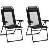 Giantex Set of 4 Patio Dining Chairs, Folding Lounge Chairs with 7 Level Adjustable Backrest, 300 Lbs Capacity, Outdoor Portable Chairs with Metal Frame(Black)