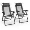 Giantex Set of 4 Patio Dining Chairs, Folding Lounge Chairs with 7 Level Adjustable Backrest, 300 Lbs Capacity, Outdoor Portable Chairs with Metal Frame(Dark Gray)