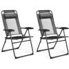 Giantex Set of 4 Patio Dining Chairs, Folding Lounge Chairs with 7 Level Adjustable Backrest, 300 Lbs Capacity, Outdoor Portable Chairs with Metal Frame(Grey)
