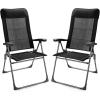 Giantex Set of 4 Patio Dining Chairs, Folding Patio Chairs, Outdoor Lawn Chairs with Adjustable Backrest and Headrest, Sling Camping Chairs, Portable Armchair for Porch Poolside Garden Backyard(Black)
