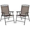 Giantex Set of 4 Patio Folding dining chairs for Camping, Beach, Backyard, Deck Portable w/Armrest and Metal Frame, 4-Pack (Brown)(Brown)