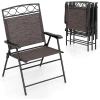 Giantex Set of 4 Patio Folding dining chairs for Camping, Beach, Backyard, Deck Portable w/Armrest and Metal Frame, 4-Pack (Brown)(Dark Brown)
