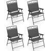 Giantex Set of 4 Patio Folding dining chairs for Camping, Beach, Backyard, Deck Portable w/Armrest and Metal Frame, 4-Pack (Brown)(Grey)