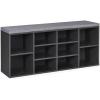 Giantex Shoe Storage Bench with Cushion, Entryway Shoe Rack Bench, Adjustable Shelves, 10-Cubbies Shoe Organizer Bench for Entryway, Living Room, Bedroom, Hallway, Closet, Mudroom (White)(Grey)