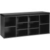 Giantex Shoe Storage Bench with Cushion, Entryway Shoe Rack Bench, Adjustable Shelves, 10-Cubbies Shoe Organizer Bench for Entryway, Living Room, Bedroom, Hallway, Closet, Mudroom (White)(Black)