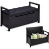 Giantex Shoe Storage Bench with Cushion, Entryway Storage Benches, End of Bed Bench for Bedroom, Wood Shoe Bench with Seat, 34.5″ L×15.5″ W×19.5″ H, Black(Black)