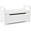 Giantex Shoe Storage Bench with Cushion, Entryway Storage Benches, End of Bed Bench for Bedroom, Wood Shoe Bench with Seat, 34.5″ L×15.5″ W×19.5″ H, Black(White)