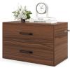 Giantex Stackable 2-Drawer Dressers for Bedroom – Short Dresser Two Drawer Storage Cabinet w/Handles & Anti-Topping Device, Small Dresser Chest of 2 Drawers for Closet Bedroom (1, White)(Walnut)