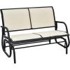 Giantex Swing Glider Chair 48 Inch with Spacious Space, 2 People Lounge Cozy Patio Bench Outdoor & Indoor for Patio, Backyard, Poolside, Lawn Steel Rocking Garden Loveseat (Brown)(Beige)