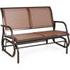 Giantex Swing Glider Chair 48 Inch with Spacious Space, 2 People Lounge Cozy Patio Bench Outdoor & Indoor for Patio, Backyard, Poolside, Lawn Steel Rocking Garden Loveseat (Brown)(Brown)