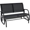 Giantex Swing Glider Chair 48 Inch with Spacious Space, 2 People Lounge Cozy Patio Bench Outdoor & Indoor for Patio, Backyard, Poolside, Lawn Steel Rocking Garden Loveseat (Brown)(Black)