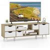 Giantex TV Stand for 55 Inches TVs, Mid Century Modern Entertainment Center with 4 Drawers, 1 Cabinet, Adjustable Shelf, 2 Compartments, Media Console Table, Television Stands for Bedroom, TV Cabinet