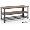 Giantex TV Stand for Bedroom and Living Room – 3-Tier Industrial Entertainment Center with Open Storage Shelves, Metal Frame, 43.5″ TV Console Table for TVs Up to 50 Inchs, Rustic Brown, TV Table
