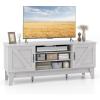 Giantex TV Stand for TVs Up to 65 Inches, Entertainment Center with 2 Barn Door Cabinets, 4 Adjustable Shelves, 2 Extra Support Legs, Farmhouse Media TV Cabinet for Living Room, TV Console, Whitewash
