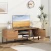 Giantex TV Stand for TVs up to 65”, Entertainment Center with Charging Station, 2 Cabinets, Open Shelves, 6 Sturdy Metal Legs, Modern Media Console, Television Stands for Bedroom, Living Room, Natural