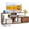 Giantex TV Stand with Power Outlet for TVs up to 55 Inch, Entertainment Center with Storage Cabinet & Open Shelves, Media Console Table, Modern Television Stands for Living Room Bedroom, Rustic Brown