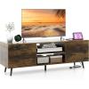 Giantex TV Stand with Power Outlet for TVs up to 60”, Entertainment Center with Cable Hole, Cabinets, Adjustable Shelf, Modern Media Console, Television Stands for Living Room Bedroom (Black)(Rustic Brown)