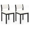 Giantex Upholstered Dining Chairs Set of 2, Sherpa Kitchen Chairs with Wood Frame & Padded Seat, Mid Century Modern Accent Armless Side Chairs for Dining Room, Living Room, Restaurant, White(1)