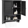 Giantex Wall Mounted Bathroom Cabinet with 2 Louvered Doors, 3-Position Adjustable Shelf, Towel Bar, Over The Toilet Space Saver, Above Toilet Hanging Medicine Cabinet (Espresso)(Black)