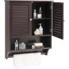 Giantex Wall Mounted Bathroom Cabinet with 2 Louvered Doors, 3-Position Adjustable Shelf, Towel Bar, Over The Toilet Space Saver, Above Toilet Hanging Medicine Cabinet (Espresso)(Espresso)