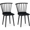 Giantex Windsor Dining Chairs Set of 2, Black Wooden Kitchen Chair, American Country Dining Chairs w/Rubber Wood Frame & High Spindle Back, Farmhouse Armless Side Chair for Home Living Room