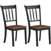 Giantex Wood Dining Chairs Set of 2, Armless Kitchen Chairs w/Solid Rubber Wood Frame, Easy to Assemble Dining Side Chair, Farmhouse Dining Room Chairs(Black+brown)