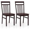 Giantex Wood Dining Chairs Set of 2, Kitchen Chairs with Solid Wood Frame, Armless Wooden Dining Side Chairs with Non-Slip Foot Pads, Farmhouse Slat Back Dining Room Chair, Walnut