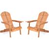 Giantex Wooden Adirondack Chair Outdoor Lounger Chair, Folding Adirondack Chairs 400 lbs Weight Capacity for Patio, Garden, Deck, Porch, Lawn, Oversized Backyard Seating Fire Pit Chairs(2)