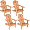 Giantex Wooden Adirondack Chair Outdoor Lounger Chair, Folding Adirondack Chairs 400 lbs Weight Capacity for Patio, Garden, Deck, Porch, Lawn, Oversized Backyard Seating Fire Pit Chairs(4)