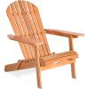 Giantex Wooden Adirondack Chair Outdoor Lounger Chair, Folding Adirondack Chairs 400 lbs Weight Capacity for Patio, Garden, Deck, Porch, Lawn, Oversized Backyard Seating Fire Pit Chairs(1)