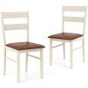 Giantex Wooden Dining Chairs Set of 2, PU Leather Upholstered Kitchen Chair w/Rubber Wood Frame, Padded Seat, Curved Back, Farmhouse Accent Side Chairs for Dining Room Living Room(1)