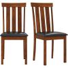 Giantex Wooden Dining Chairs Set of 2, PU Leather Upholstered Kitchen Chair with Rubber Wood Frame, High Slat Back & Padded Seat, Rustic Farmhouse Diner Side Chairs for Living Dining Room