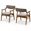 Giantex Wooden Dining Chairs Set of 2, PU Leather Upholstered Kitchen Chairs w/Padded Seat & Back, Rubber Wood Frame, Comfy Modern Armchairs, Mid-Century Side Chairs for Home, Living Room(Walnut+brown)