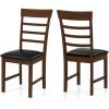 Giantex Wooden Dining Chairs Set of 2, PU Leather Upholstered Kitchen Chairs w/Rubber Wood Frame, High Curved Back, Mid-Century Modern Accent Armless Side Chairs for Dining Room Restaurant