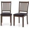 Giantex Wooden Dining Chairs Set of 2, Upholstered Kitchen Chairs w/Slat Back, Wear-Resistant PVC Leather, Rubber Wood Legs, Farmhouse Dining Side Chairs for Dining Room, Living Room, Espresso(1)