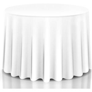 Giantex 10 Pcs Round White Tablecloth 90-Inch, Premium Polyester Table Cover, Machine Washable, Durable Table Cloths for Wedding Reception Restaurant Banquet Party (White, 90”)(White)