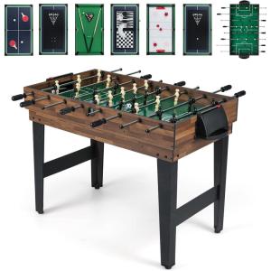 Giantex 10-in-1 Multi Game Table, Combo Game Table Set w/Hockey, Foosball Pool Ping-Pong Chess Cards Checkers Bowling, Shuffleboard, Backgammon, Adult Size Foosball Table for Game Room, Family(41.5″L x 24″W x 31.5″H)