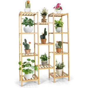 Giantex 11 Tiers Bamboo Plant Stand for Indoor Plants Multiple, Plant Shelf Flower Pots Holder, Storage Organizer Rack Outdoor Plant Display Rack for Living Room Patio Balcony Garden (11-Tier)(11-Tier)