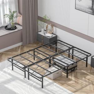 Giantex 14 Inch Foldable Metal Platform Bed Frame, Tool-Free Assemble, Heavy Duty Folding Bed Frame w/Steel Slat & Underbed Storage, Mattress Foundation, No Box Spring Needed(Full)