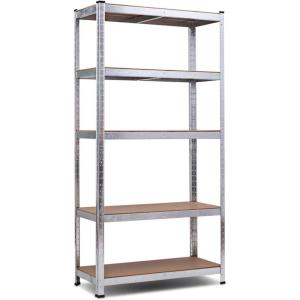 Giantex 2 Pieces Shelving Rack Storage Shelf Steel Garage Utility Rack 5-Shelf Adjustable Shelves Heavy Duty Display Stand for Books, Kitchenware, Tools Bolt-Free Assembly 36″x 16″x 72”, Silver(Silver)
