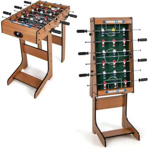 Giantex 27in Folding Foosball Table with 2 Mini Footballs, Score Keepers – ASTM Certified for Indoor Recreation, Great for Family Game Nights and Parties