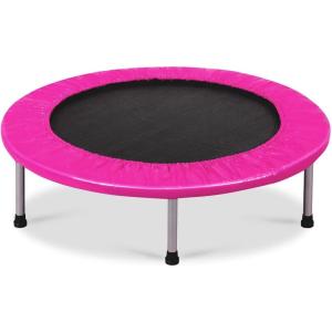Giantex 36″ 38″ Folding Mini Trampoline, Portable Recreational Fitness Trampoline for Adults, Kids, Max Load 330lbs, Foldable Indoor Exercise Rebounder Trampoline(Pink)