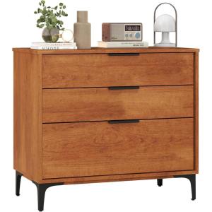 Giantex 3-Drawer Dresser for Bedroom, Multipurpose Chest of Drawers, Mid-Century Modern Storage Cabinet with Anti-Tip Kit, Clothes Organizer, 30”W Nightstand for Closet, Living Room, Entryway, Cherry(1)