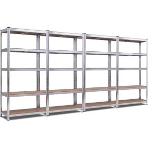 Giantex 4 Pcs 5-Tier Storage Shelves, Garage Shelving Units, Tool Utility Shelves, Heavy Duty Metal Racks Adjustable Height Space-Saving Organizer(2)
