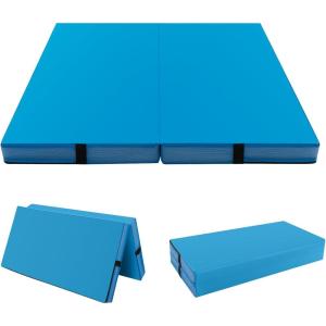 Giantex 4′ x 4′ Folding Gymnastics Mat with Carry Handles, Bio-Folding Tumbling Mat for Kids & Cheerleading(Blue)