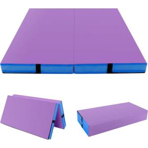 Giantex 4′ x 4′ Folding Gymnastics Mat with Carry Handles, Bio-Folding Tumbling Mat for Kids & Cheerleading(Lavender Purple)